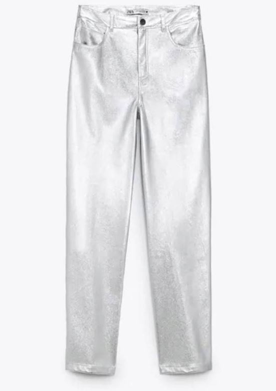 Pantalón metalizado plata