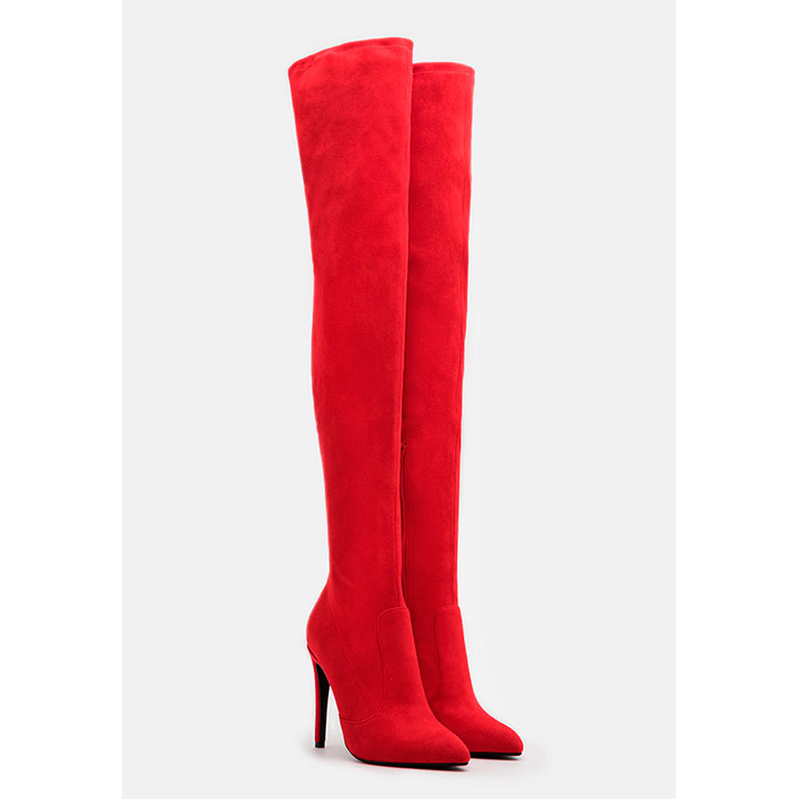 impresionantes botas mosqueteras color rojo para mujer